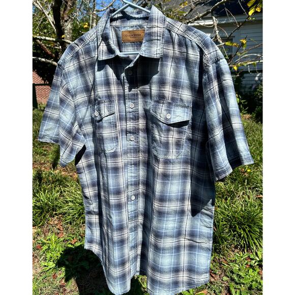Clear Water Outfitters men’s sz L Blue Plaid 100% Cotton Button-Down Shirt - Picture 5 of 7